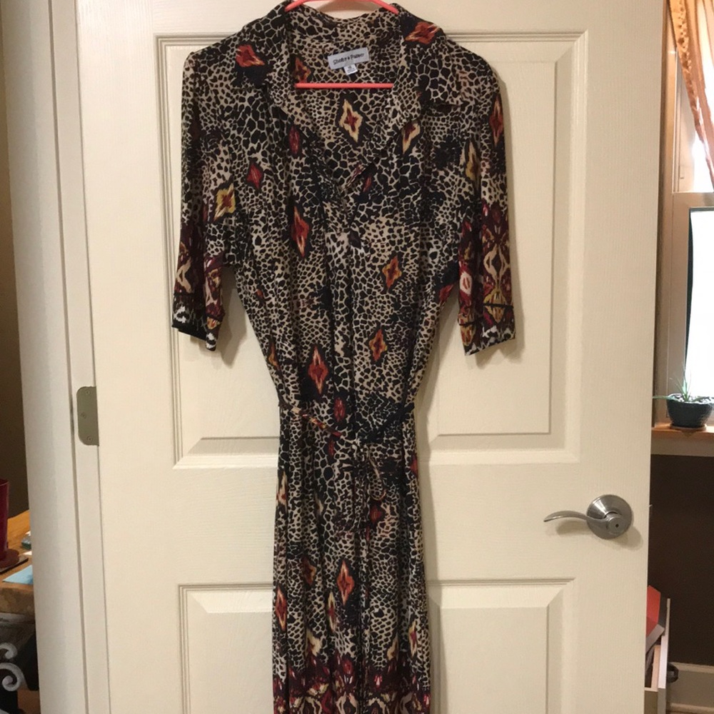 Shirt dress w/ animal print-size 16 wrinkle free